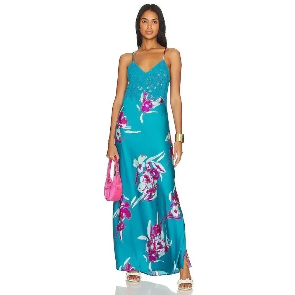 NWT Free People Forever Yours Maxi in River Combo Size XS